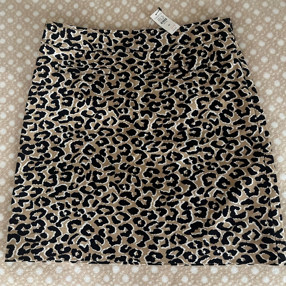 Talbots Black and Tan Leopard Print Pencil Skirt
